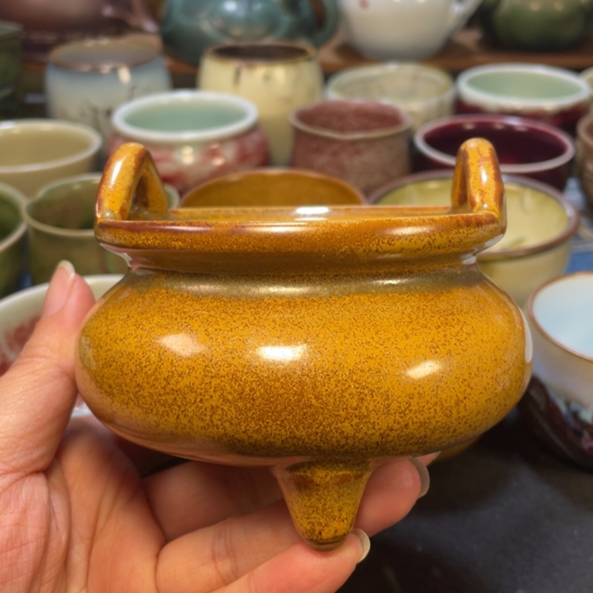 【闪购商品】摆件手工黄金三足炉