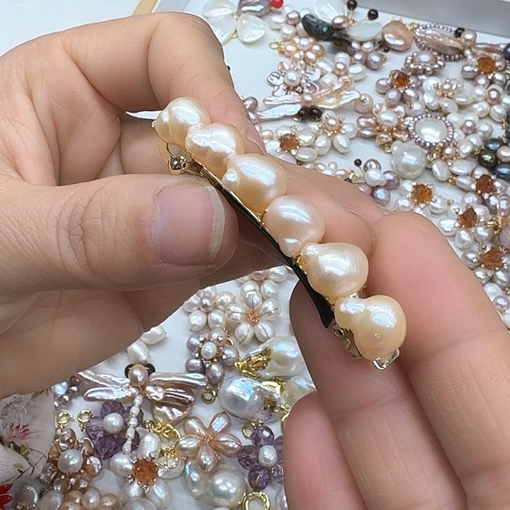 淡水珍珠发饰银S925镶嵌