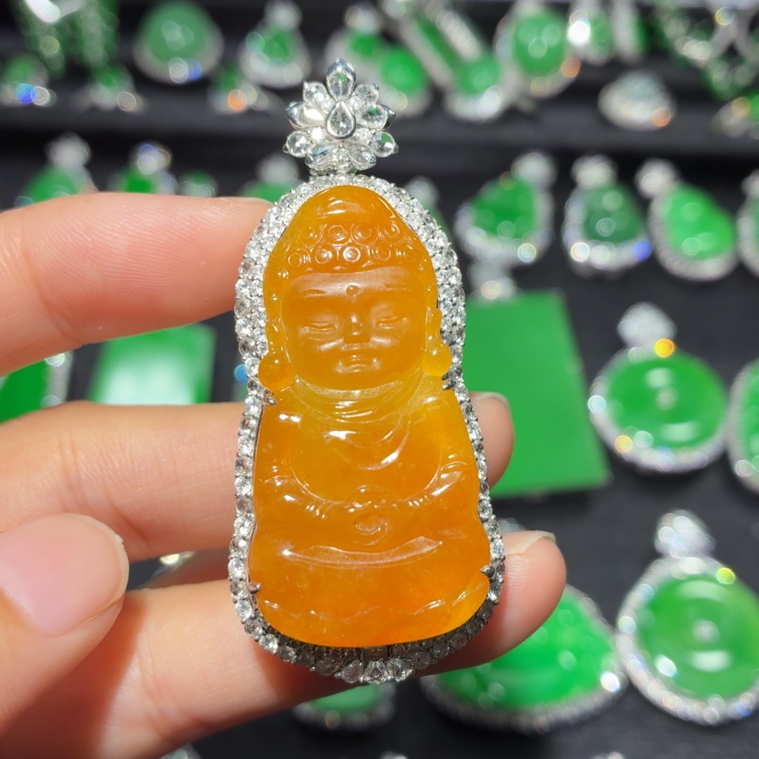 翡翠18K金镶嵌吊坠(不含链)172号