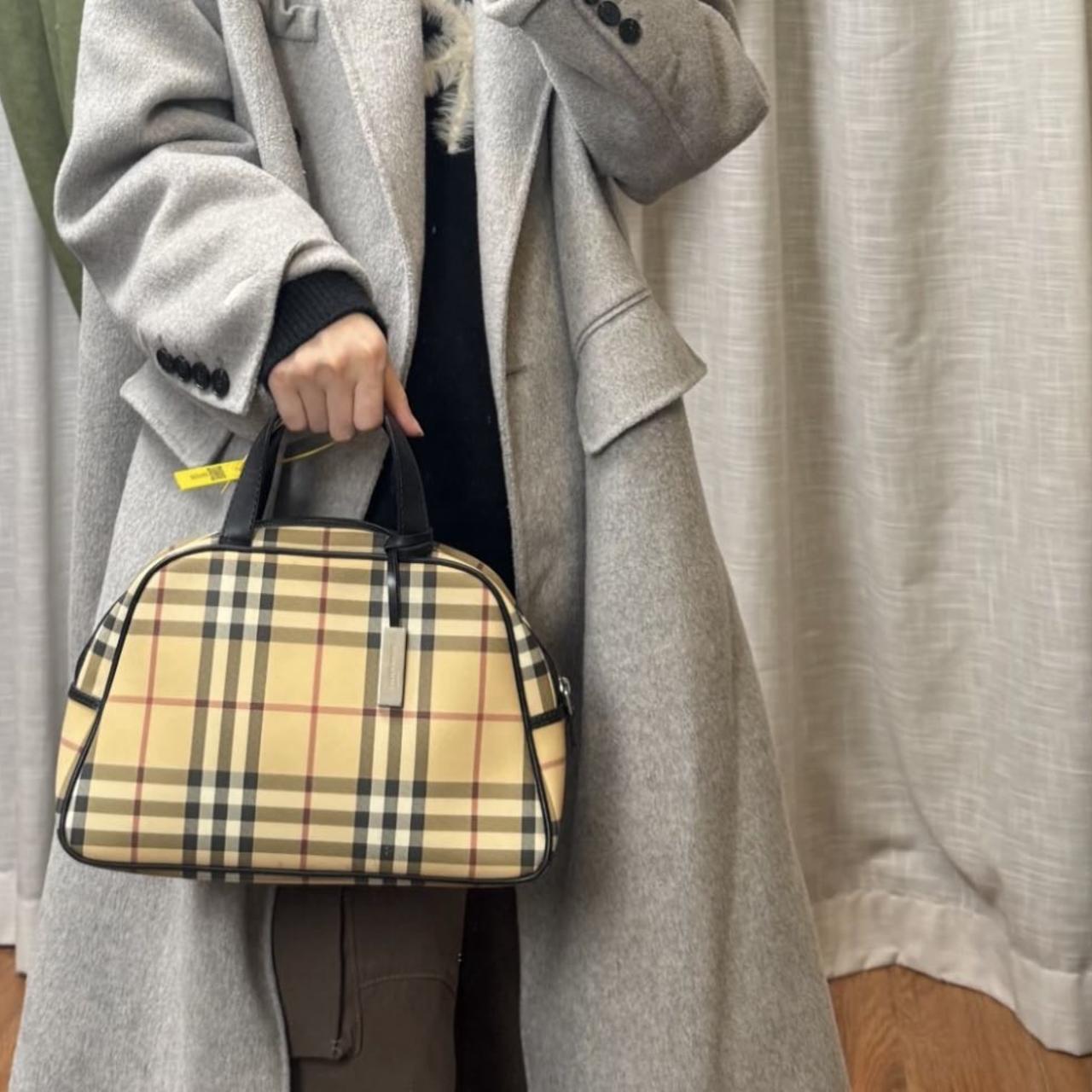 95新 BURBERRY/博柏利 大吉中古/Burberry格纹保龄球手提包