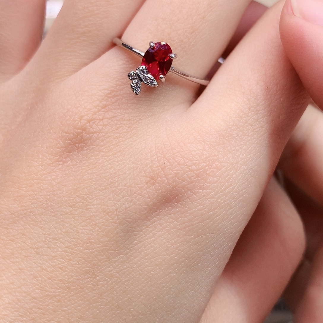 银S925镶嵌戒指红宝石