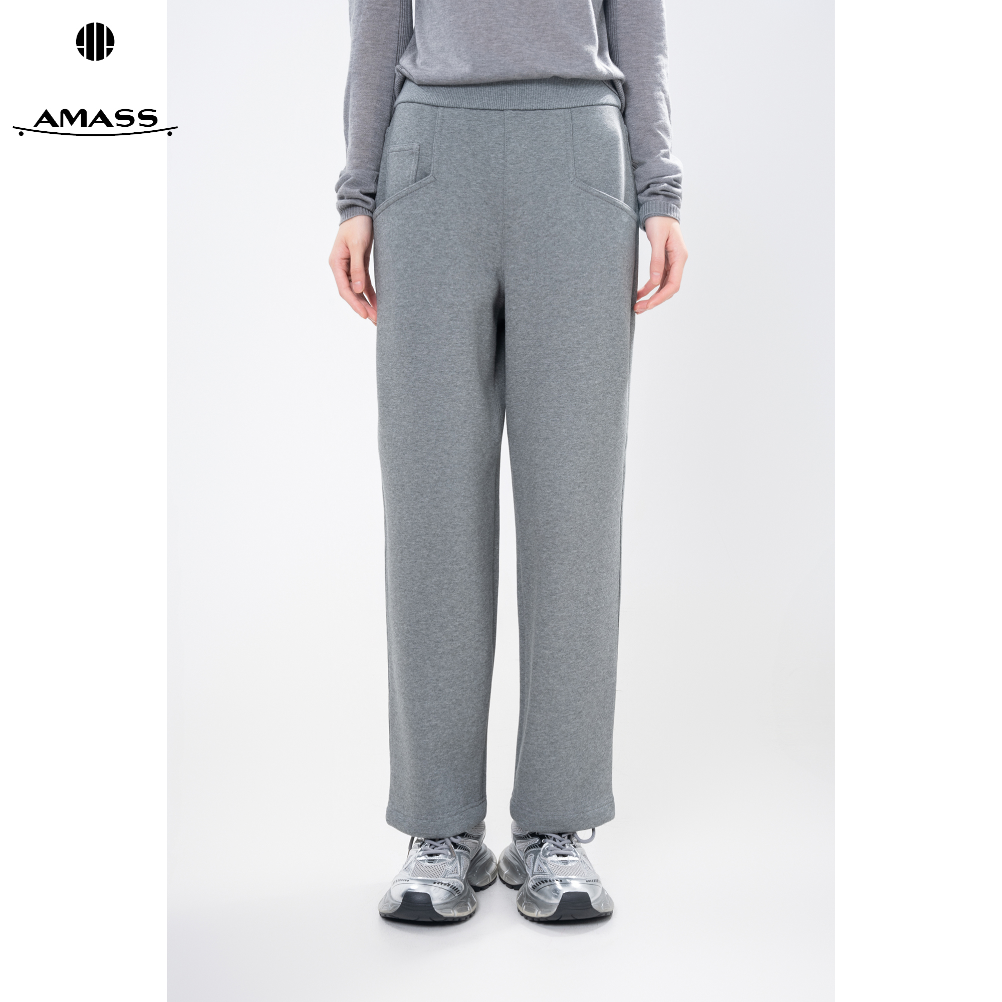AMASS/阿玛施秋冬新款格雷系时尚运动风舒适百搭直筒休闲裤510026