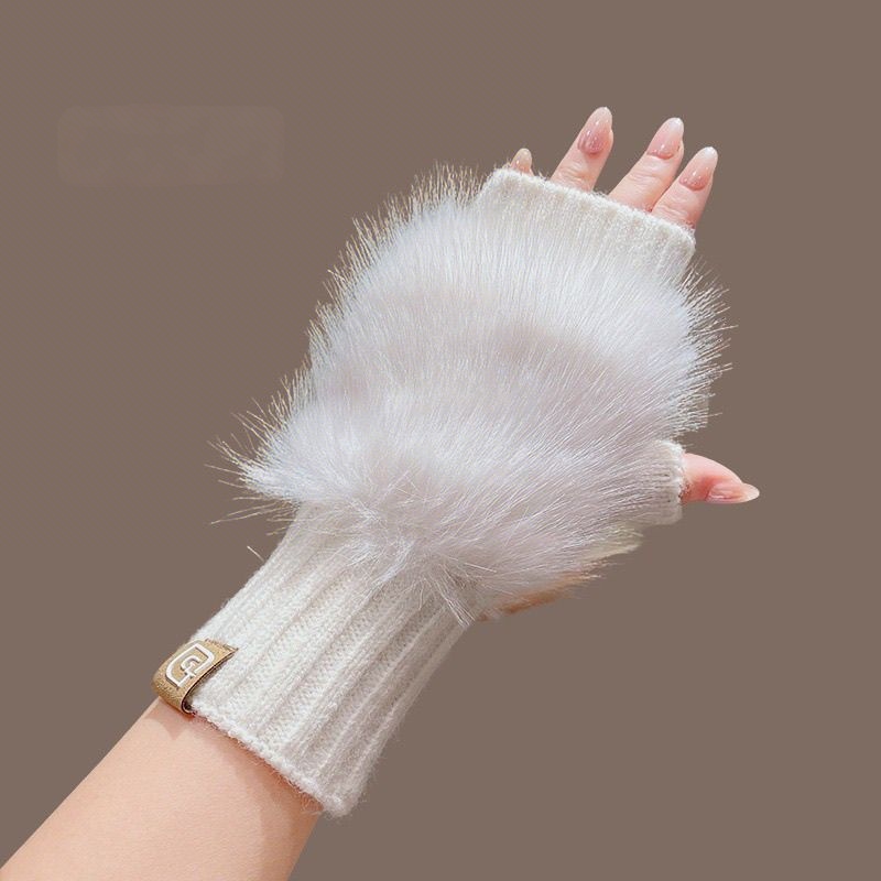 半指保暖露指手套毛球 028【虎W】