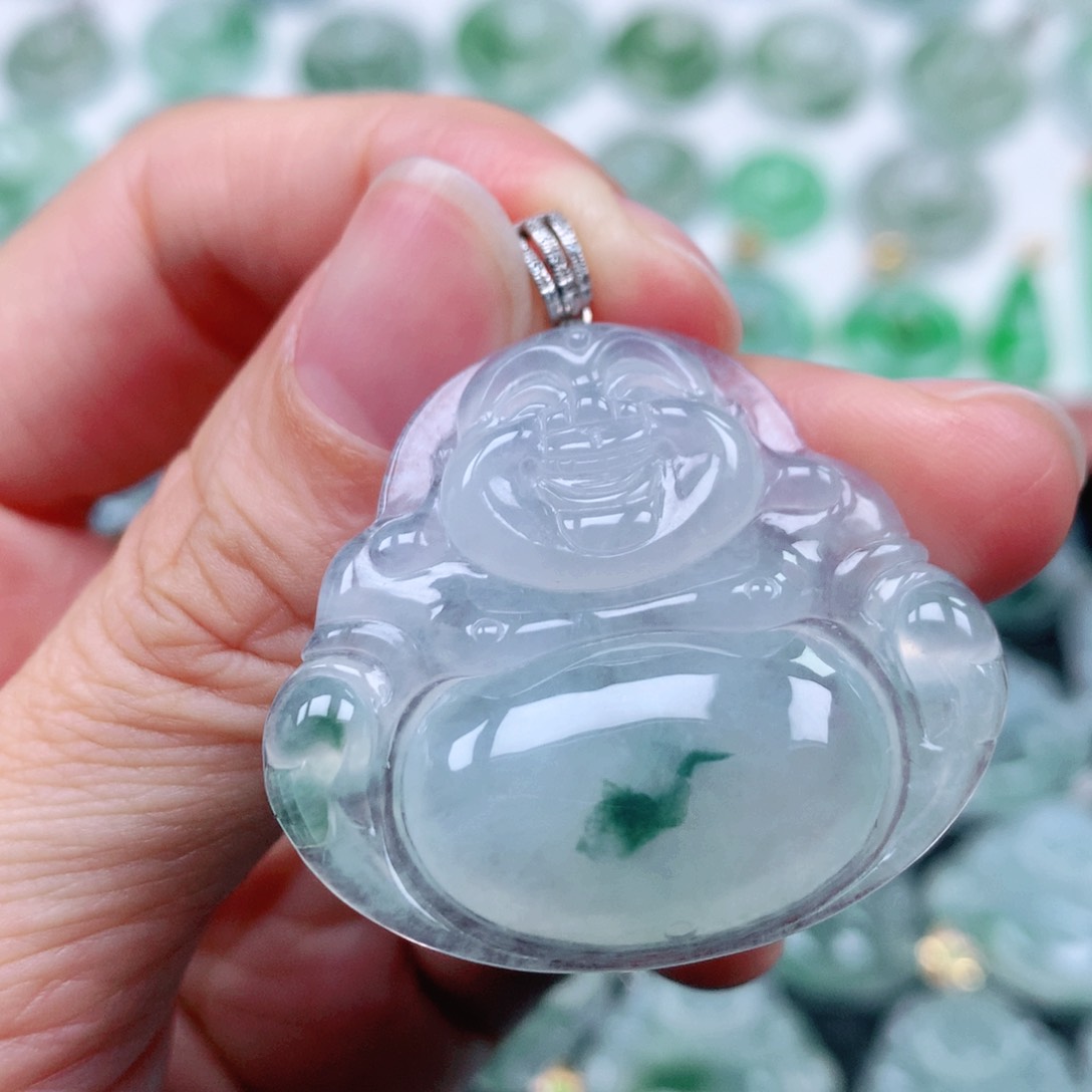 翡翠吊坠(不含链)18K金镶嵌