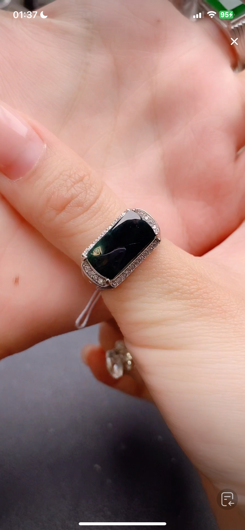 天然翡翠戒指s925银男戒