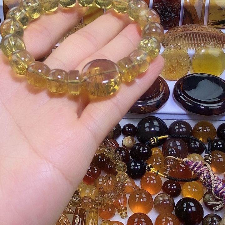 琥珀未镶嵌吊坠(不含链)天然缅甸琥珀金棕老型珠手串