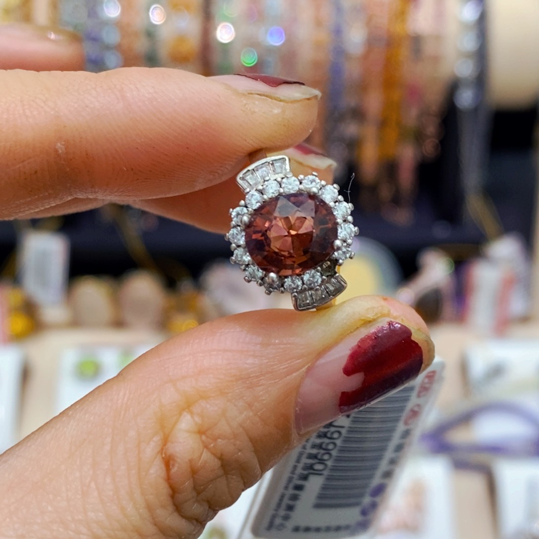 碧玺戒指银S925镶嵌戒指