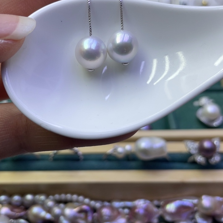 淡水珍珠耳饰银S925镶嵌