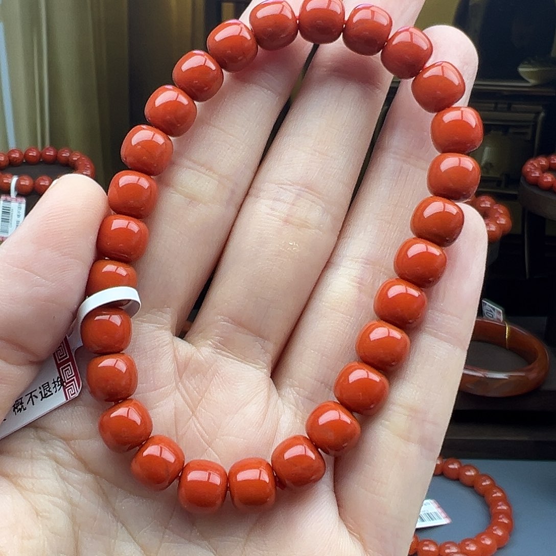 广***化南红玛瑙未镶嵌C瓦西满色满肉7mm+老型