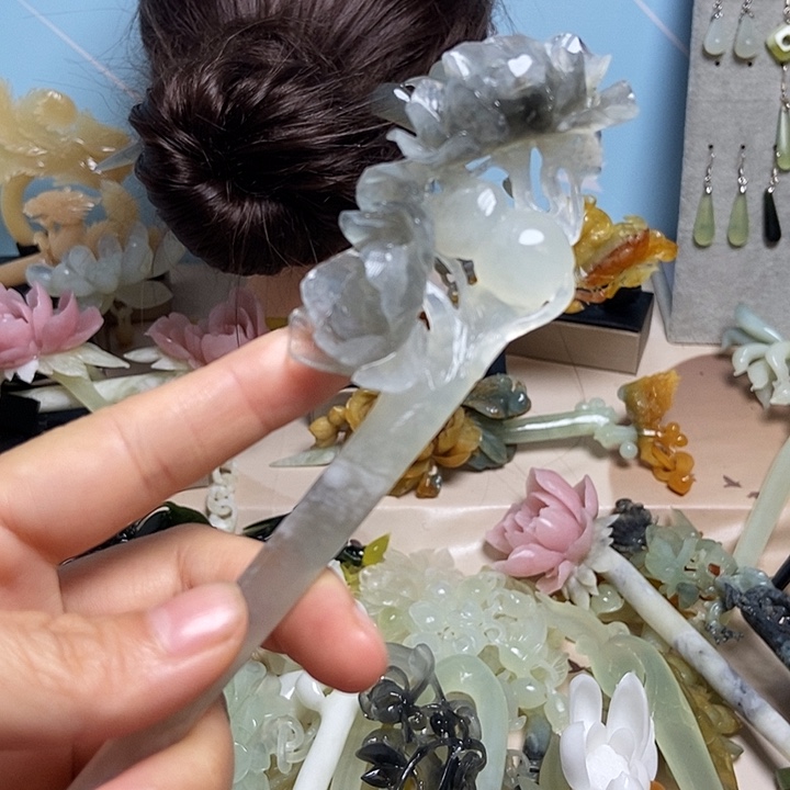 岫玉未镶嵌发簪发簪