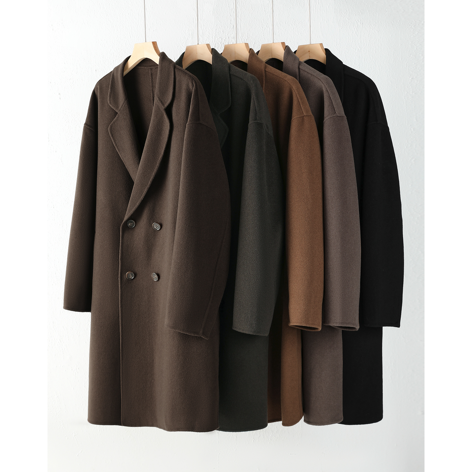 70毛美拉德冬季双排扣毛呢大衣男中长款双面呢风衣羊毛呢子外套