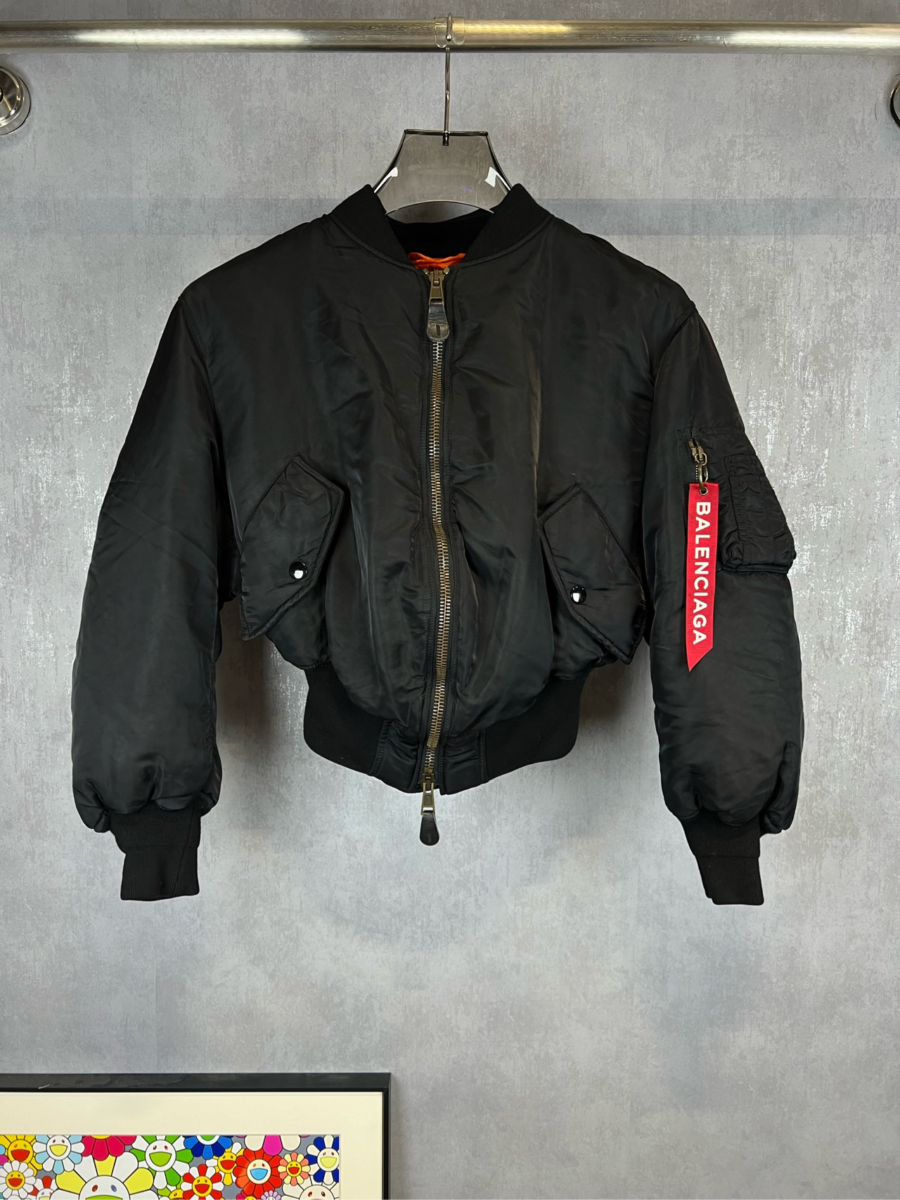 95新 Balenciaga/巴黎世家 飞行夹克棉服外套 34码 98新A11090