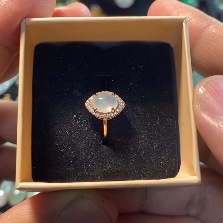 翡翠银S925镶嵌戒指天然缅甸翡翠A货戒指