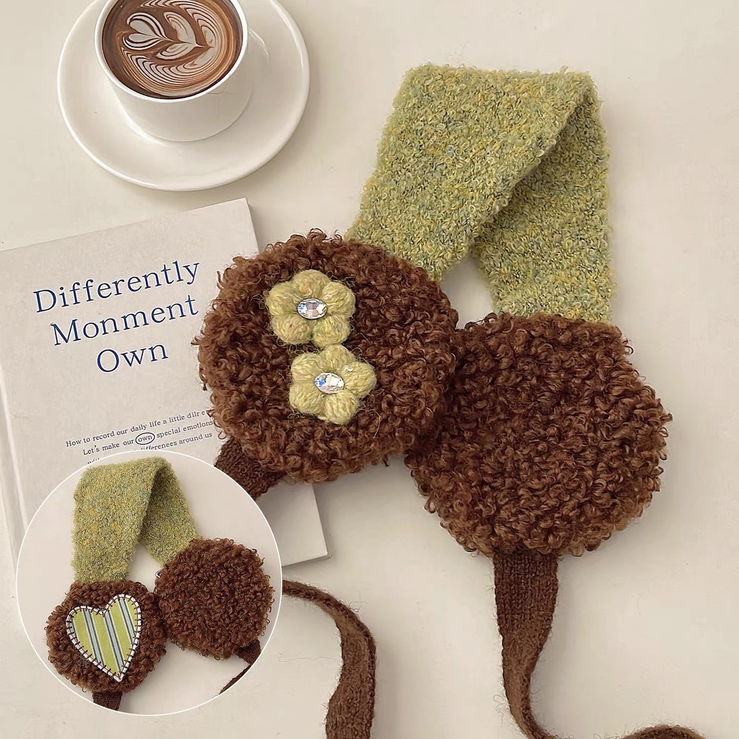 【阿敲】A2471~可爱绒护耳耳罩女秋冬加厚保暖系带耳包-麦穗头饰