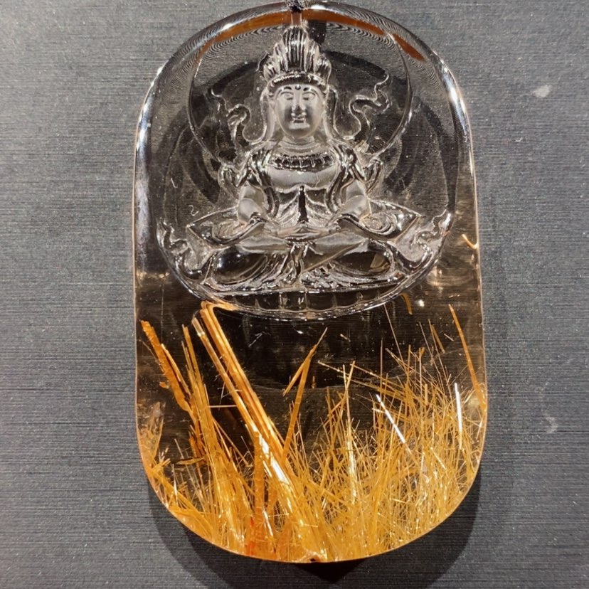 【闪购商品】未镶嵌颈饰水晶天然钛晶观音吊坠