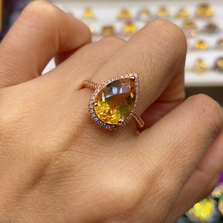 水晶戒指银S925镶嵌天然水晶戒指