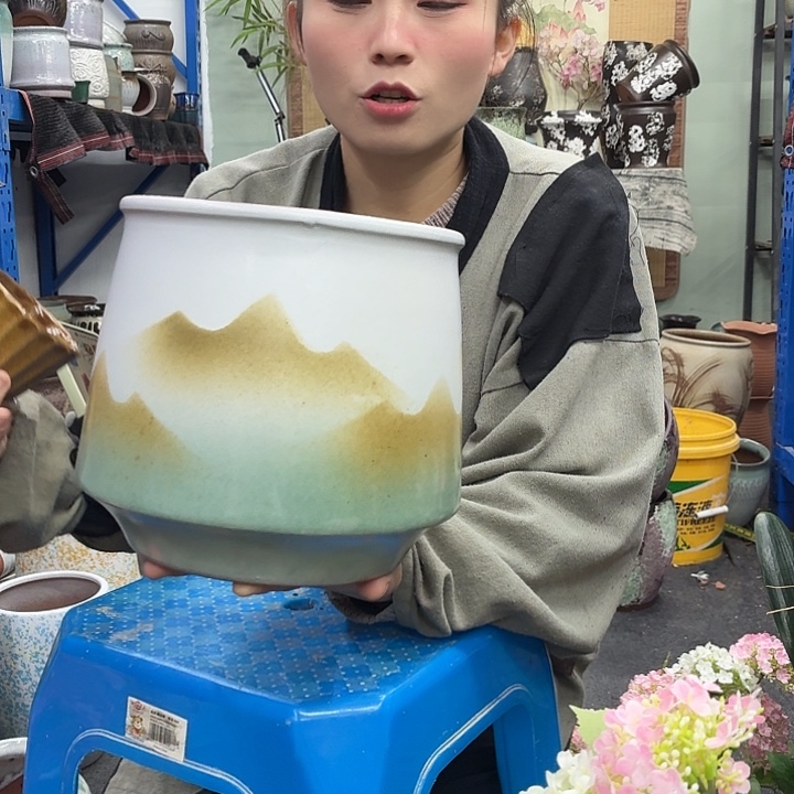 19×21 -粗陶花盆有孔-买买买