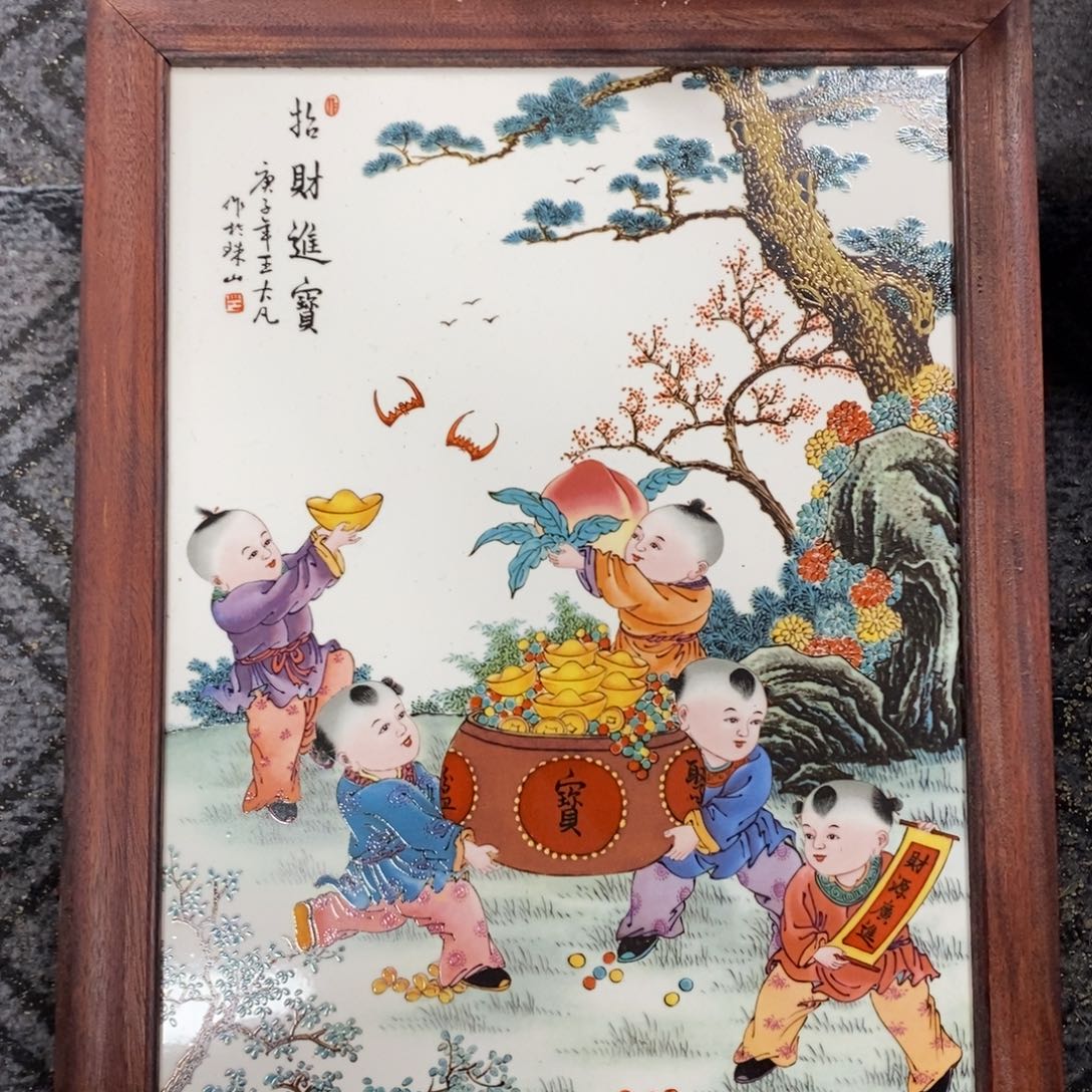 瓷片37*28 景德镇瓷板画柴窑烧制