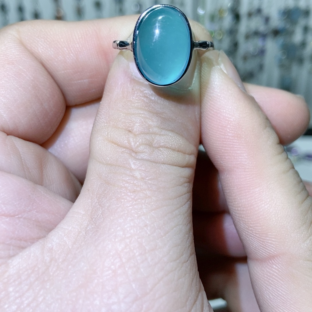 绿水晶戒指银S925镶嵌