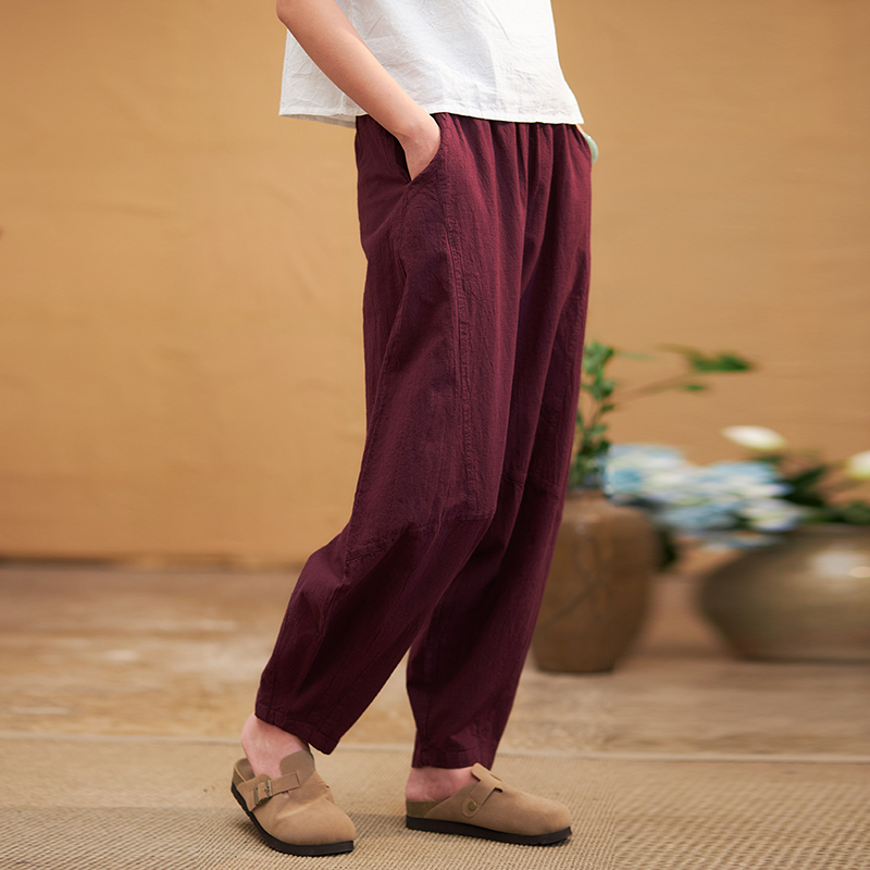 【照本堂】春季阔腿灯笼裤禅修太极国风亚麻休闲长裤W22027-15