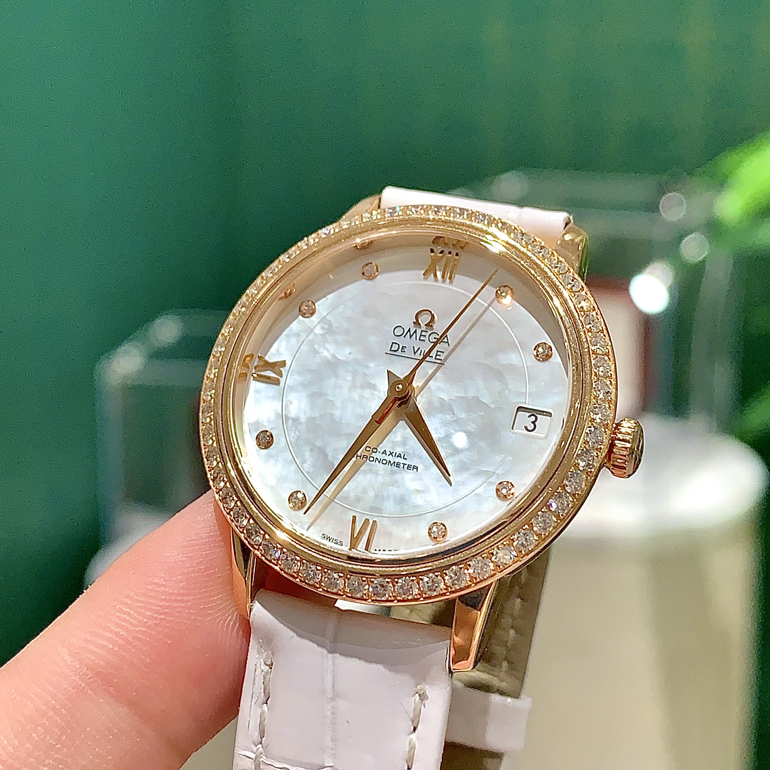 99新 Omega/欧米茄 碟飞42458332055自动玫瑰金33盘18年全套定金