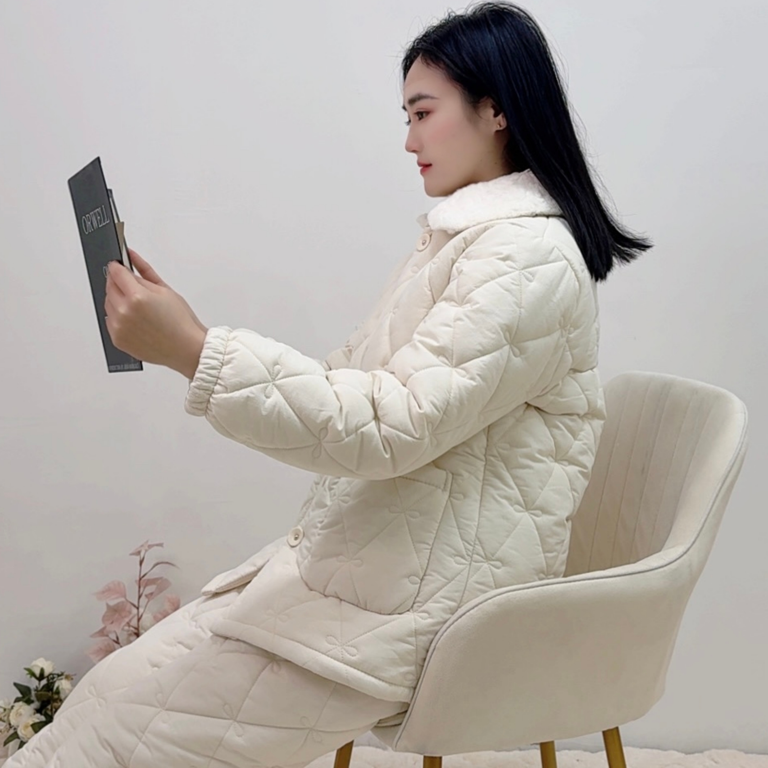 【8058冬季特厚新款睡衣】女士冬季加厚夹棉保暖睡衣可外穿套装