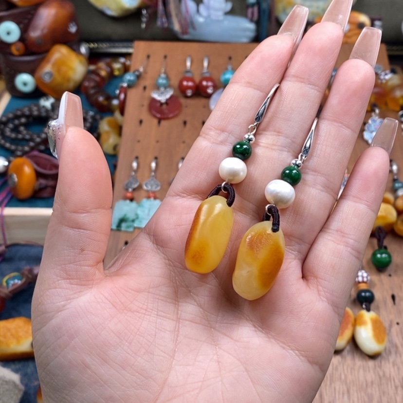 【闪购商品】蜜蜡耳饰未镶嵌耳环