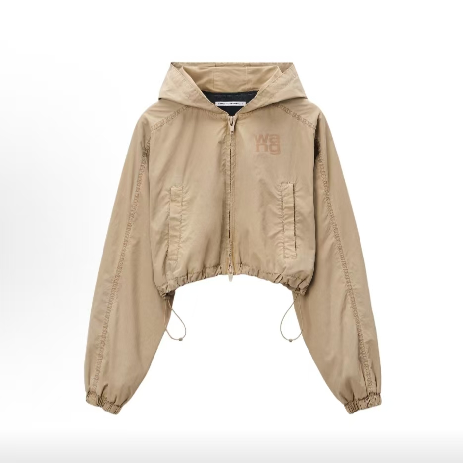 未使用 ALEXANDER WANG 卡其色 Logo印花短款长袖夹克外套（佳娴）