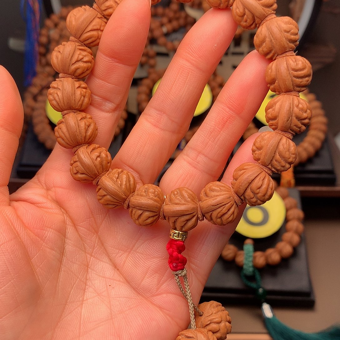 桃核手串野生红莲15