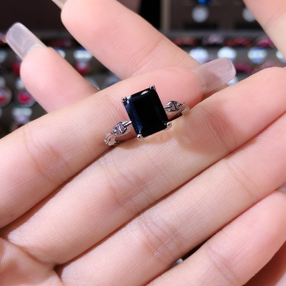 戒指蓝宝石银S925镶嵌山蓝白79