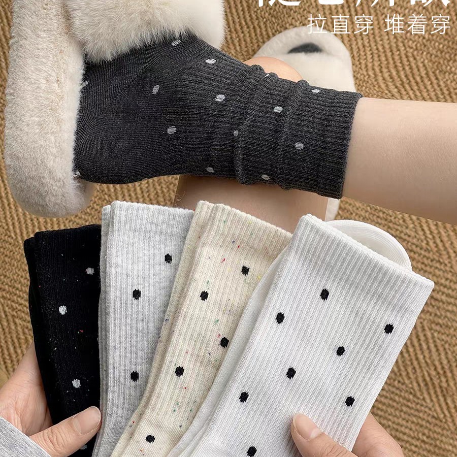 波点百搭袜子女中筒袜