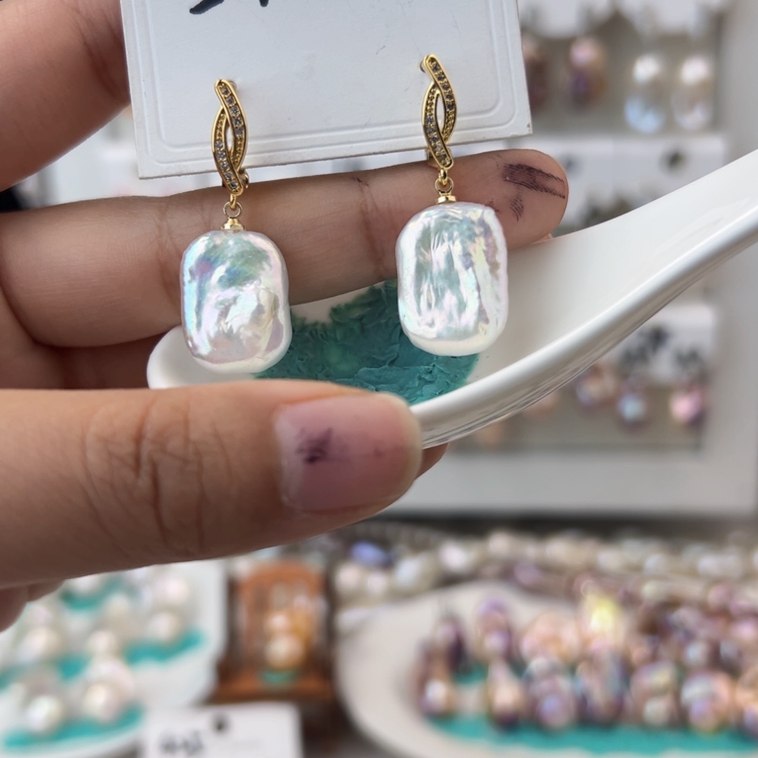 淡水珍珠耳饰银S925镶嵌