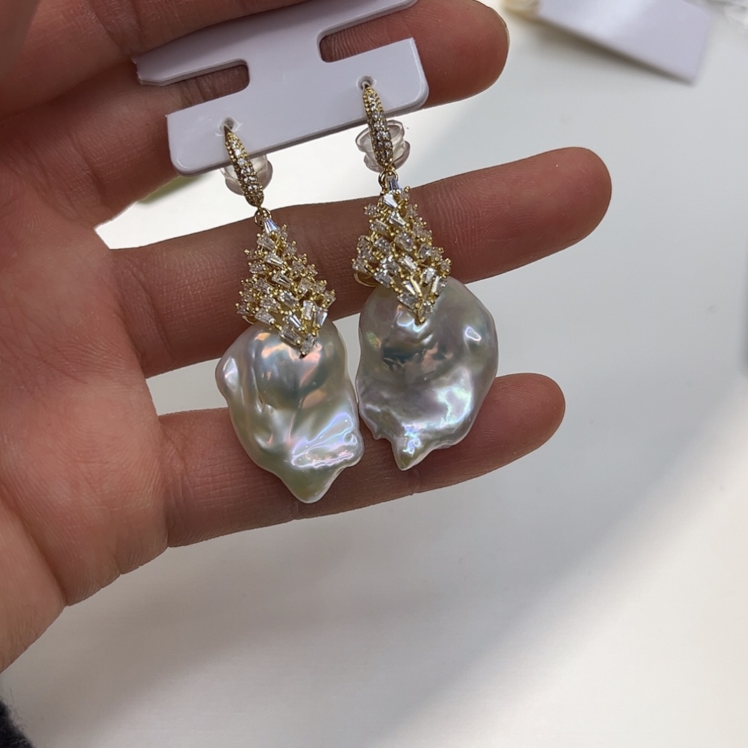 耳饰合金淡水珍珠