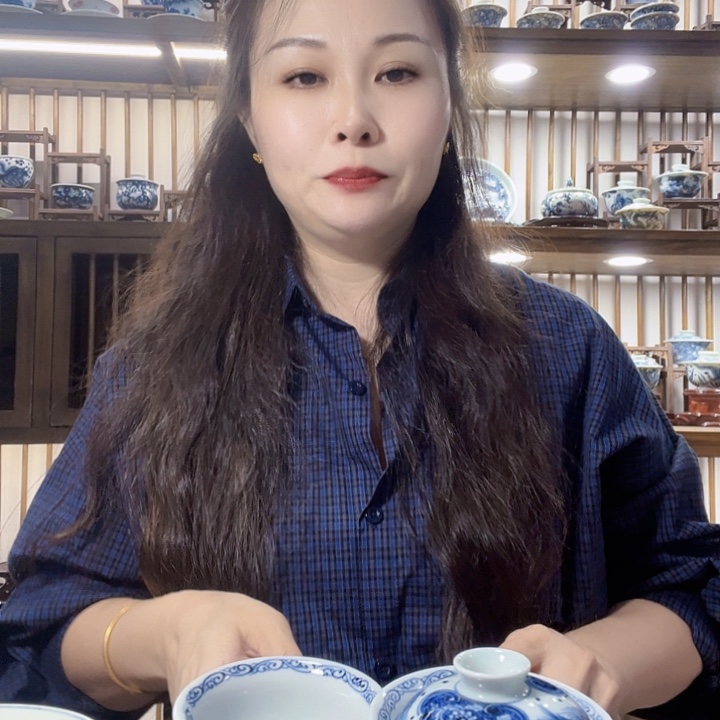 直播间福利龙穿花套组元青花壶承盖碗单杯