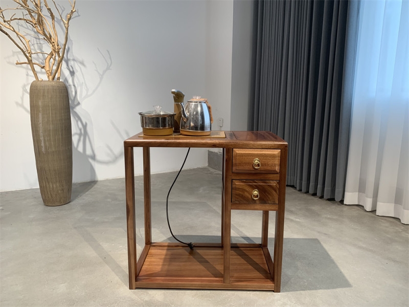 高档可移动茶水柜小户型家用客厅茶具置物柜烧水壶一体复古茶柜