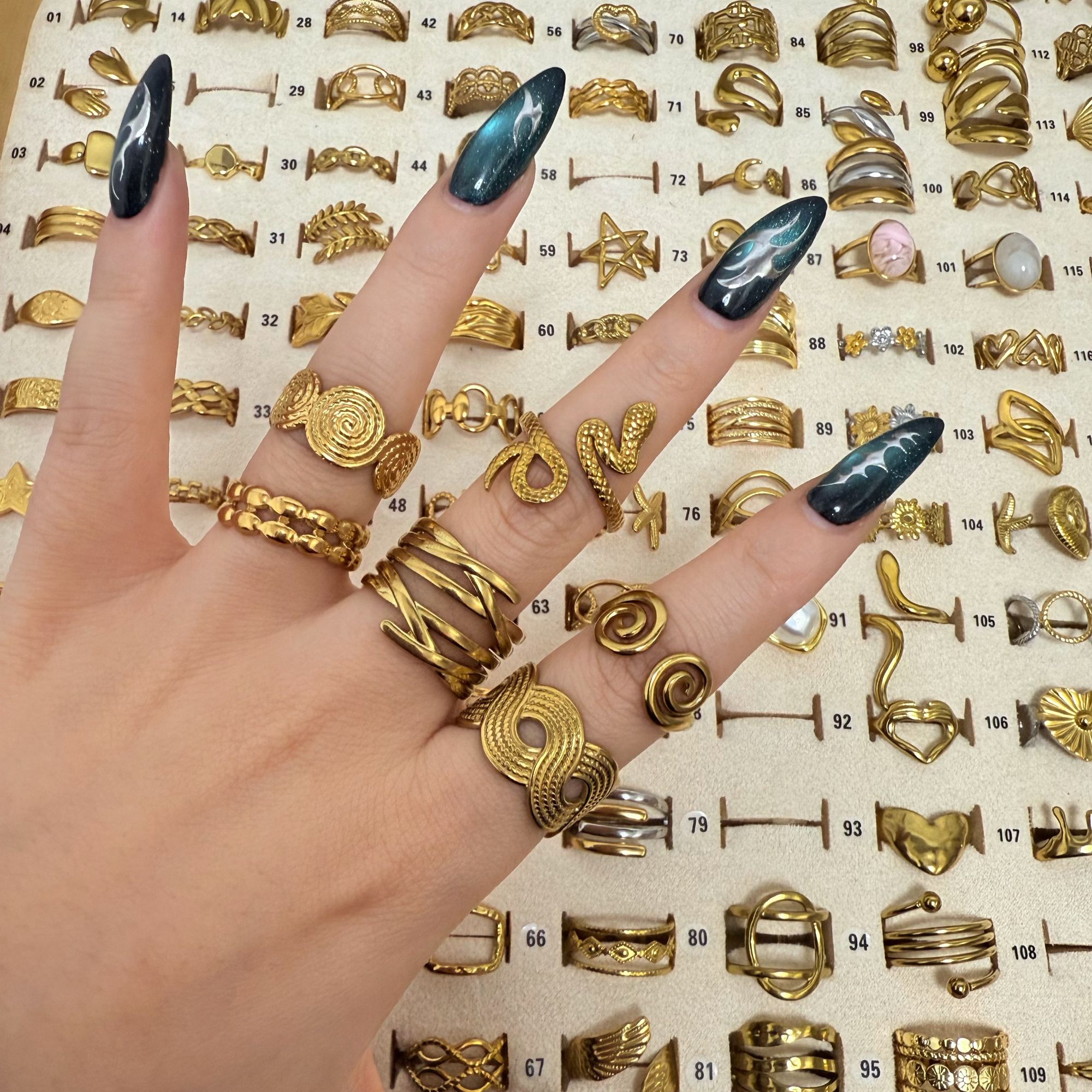 钛钢戒指 可调节欧美风不掉色金色指环【晶晶美丽屋直播专用】