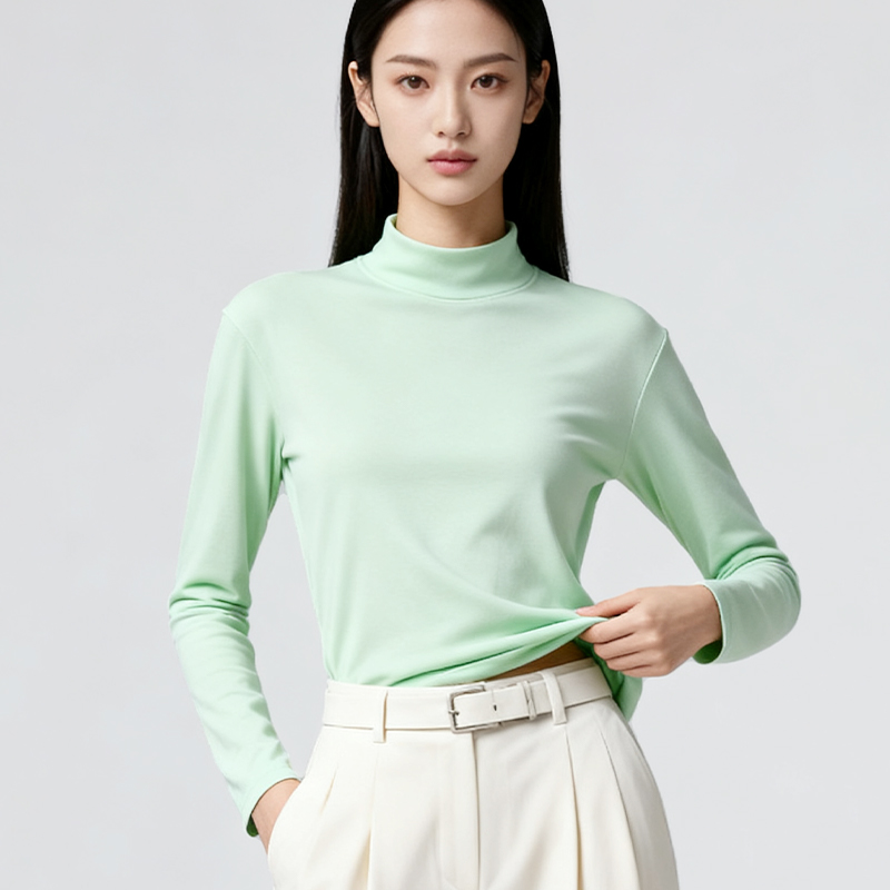 半高领德绒磨毛打底衫女士内搭保暖秋冬新款气质显瘦长袖百搭上衣