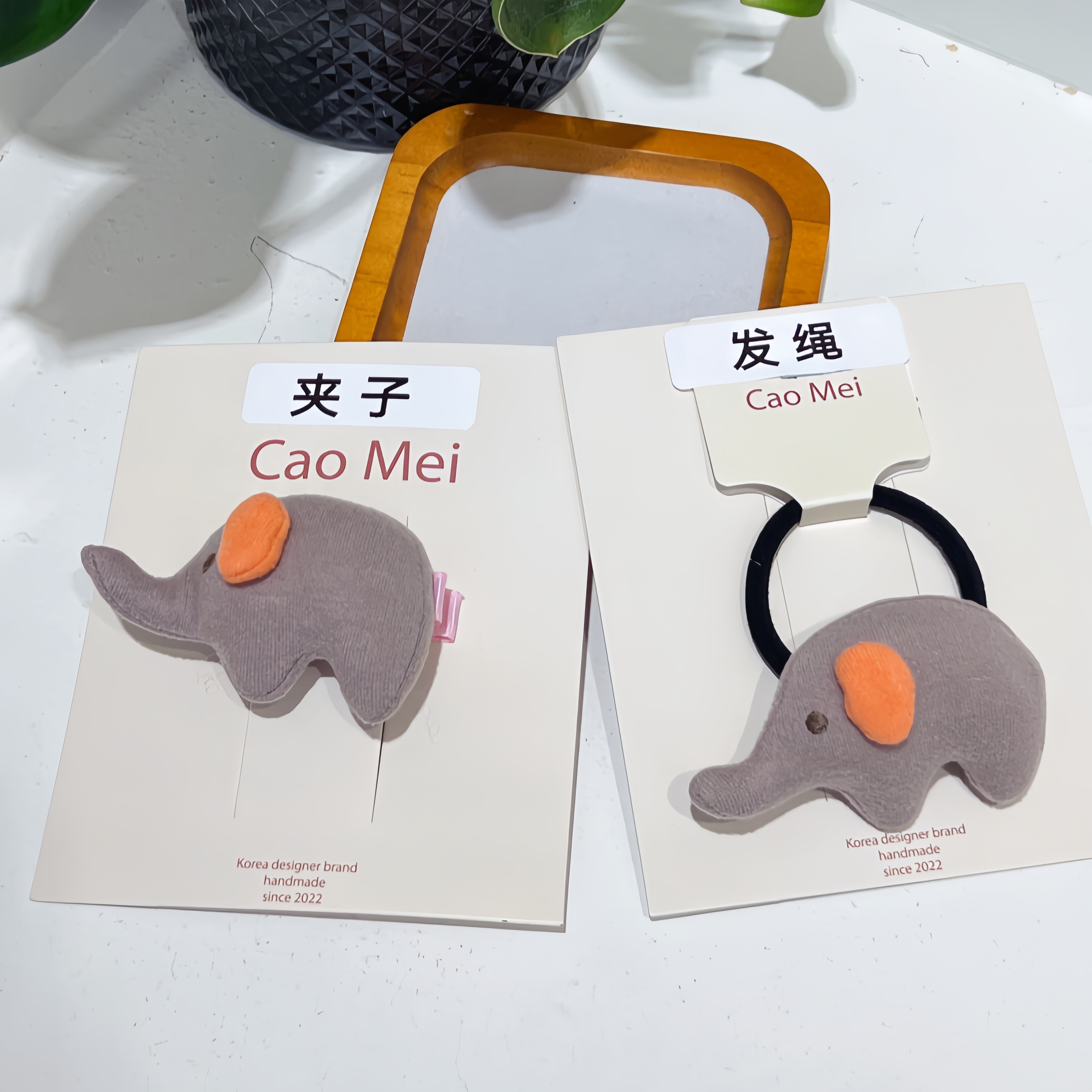 2025卡通秋季新品玩偶可爱大象卡通高弹力头绳夹子儿童发饰