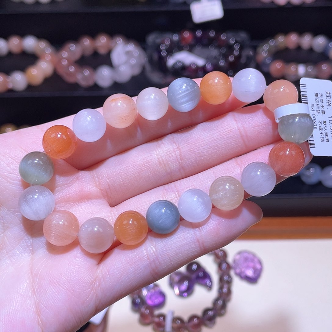 水晶手链未镶嵌兔毛手链，晶体通透10.3