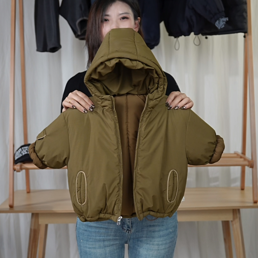 2025新款森系棉服冬季新款洋气儿童韩版保暖连帽外套宝宝加厚棉衣