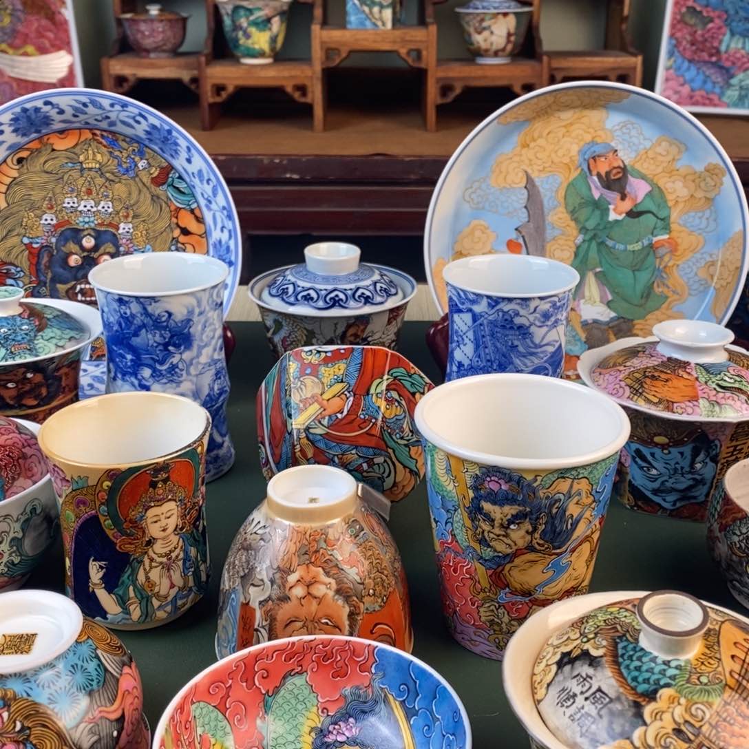 …****深手工手绘大大盖碗