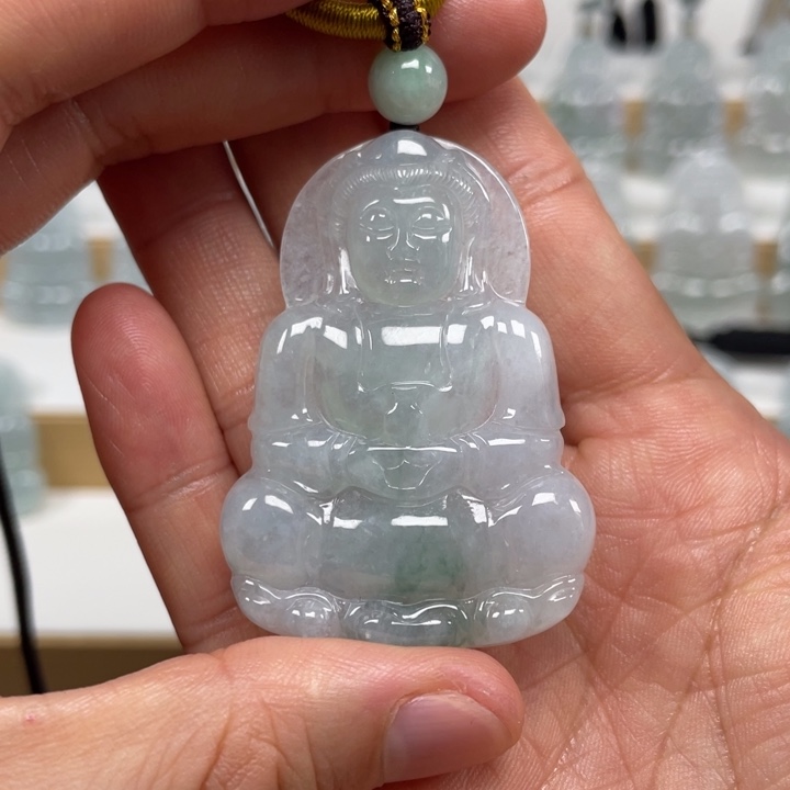 翡翠未镶嵌颈饰天然缅甸翡翠A货观音32号