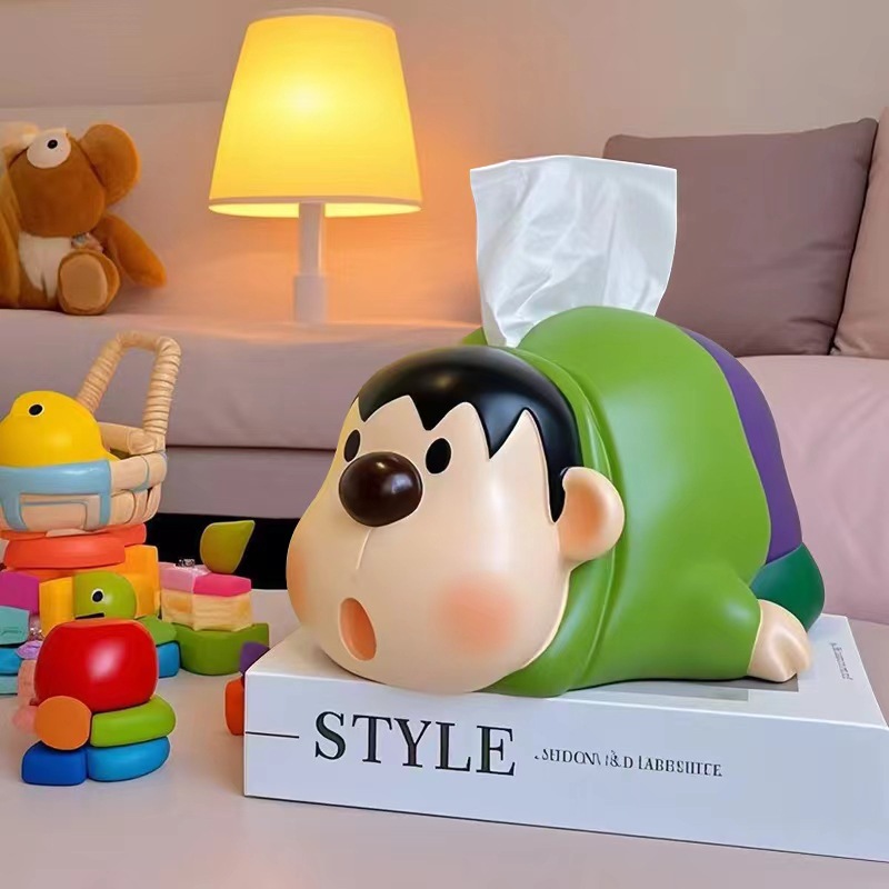 兼至胖虎纸巾盒轻奢家用客厅卧室房间卡通动漫抽纸盒桌面装饰摆件