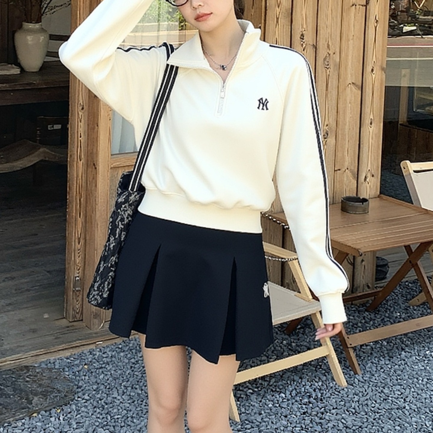【流光风】MLB女装套装2025秋季新款运动服透气休闲卫衣时尚短裙