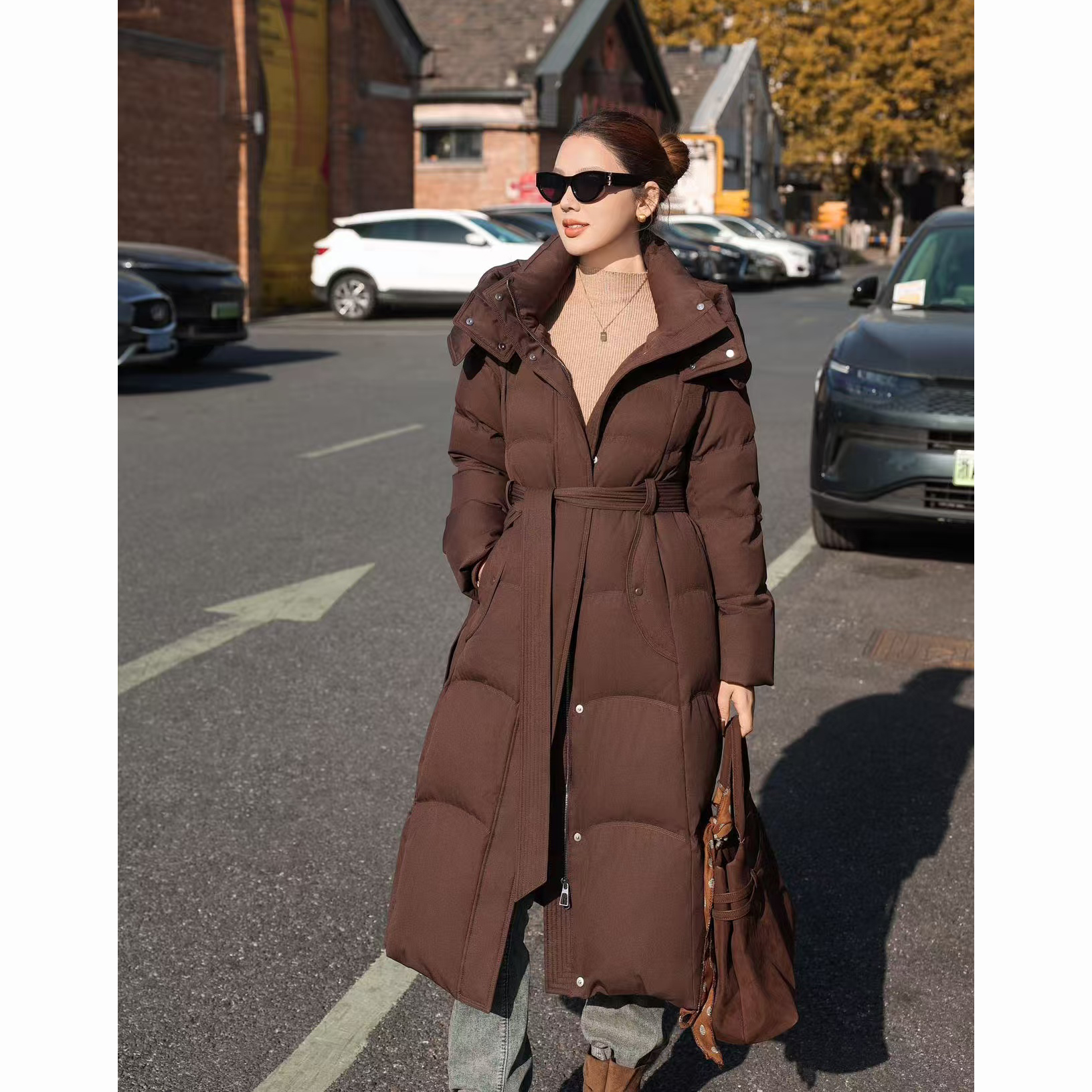 无印心匠k2348 冬季长款连帽90白鸭绒羽绒服 Y618