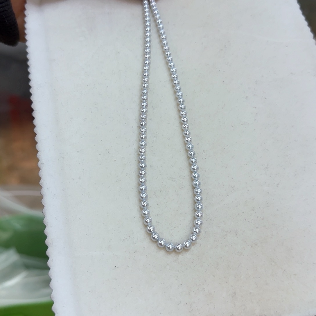 淡水珍珠颈饰银S925镶嵌4-5无核极光镜面正圆无暇炫彩冷白