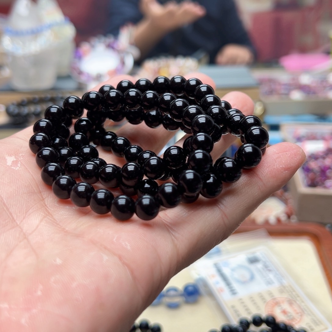 未镶嵌手链水晶黑曜石8