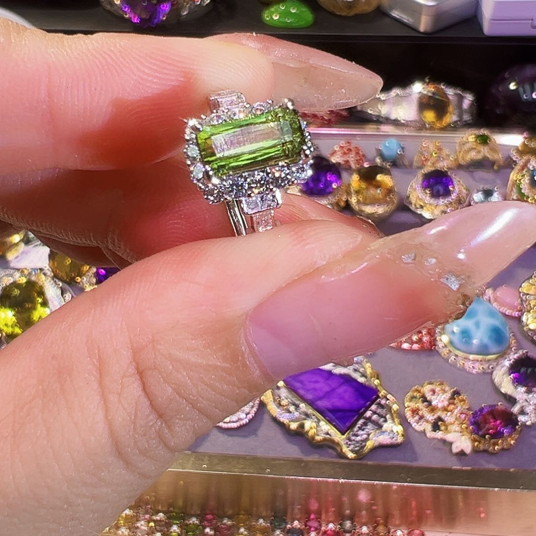 银S925镶嵌碧玺碧玺