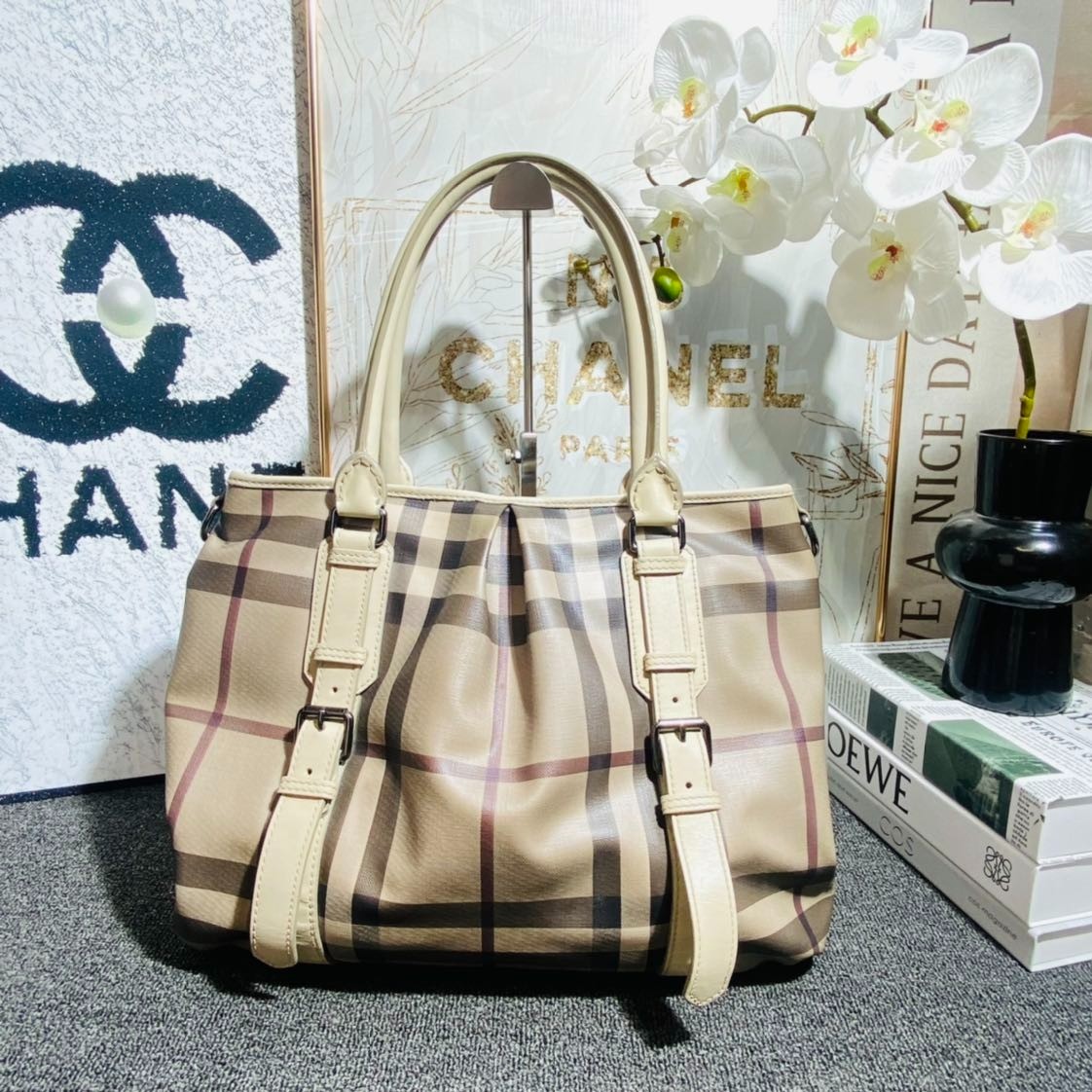 95新 BURBERRY/博柏利 格纹手提包G25100430尺寸38*31