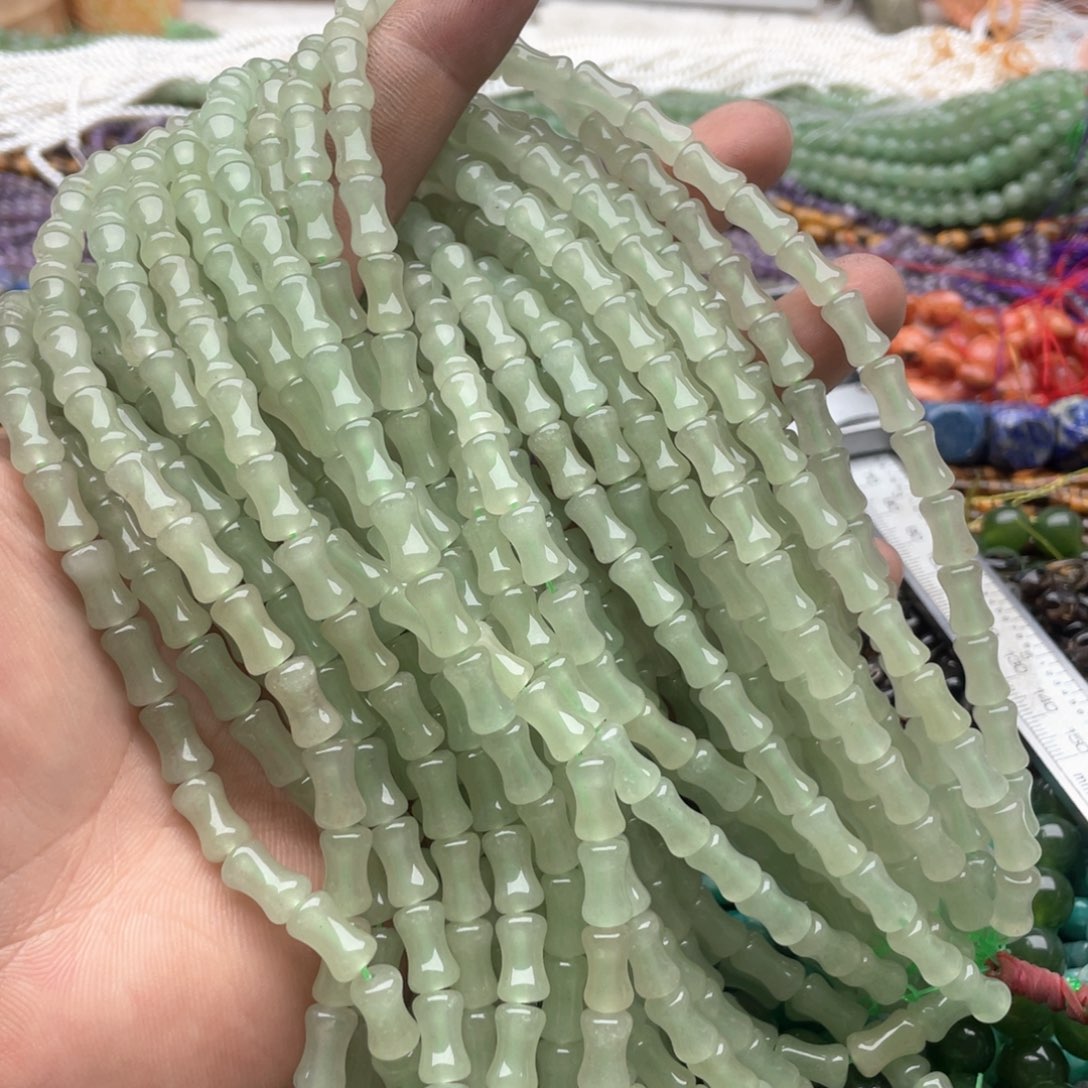 玛瑙/玉髓合金珠宝半成品一条装卡6*10mm东临玉竹节